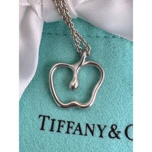 Tiffany & Co Elsa Peretti Open Apple Pendant Necklace Sterling Silver 925 Small